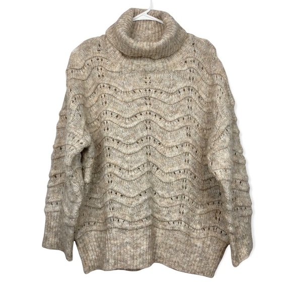 NWT * Nordstrom Oversized Chunky Longline Knit Cowl Neck Sweater in Oatmeal S/M - Picture 4 of 12